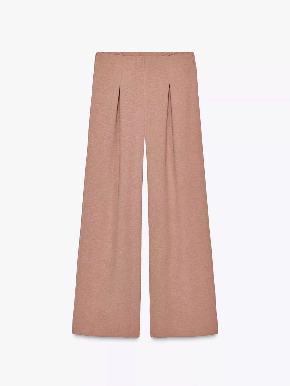 Zara Wide-Leg Pleated Palazzo Pants in Dusty Rose